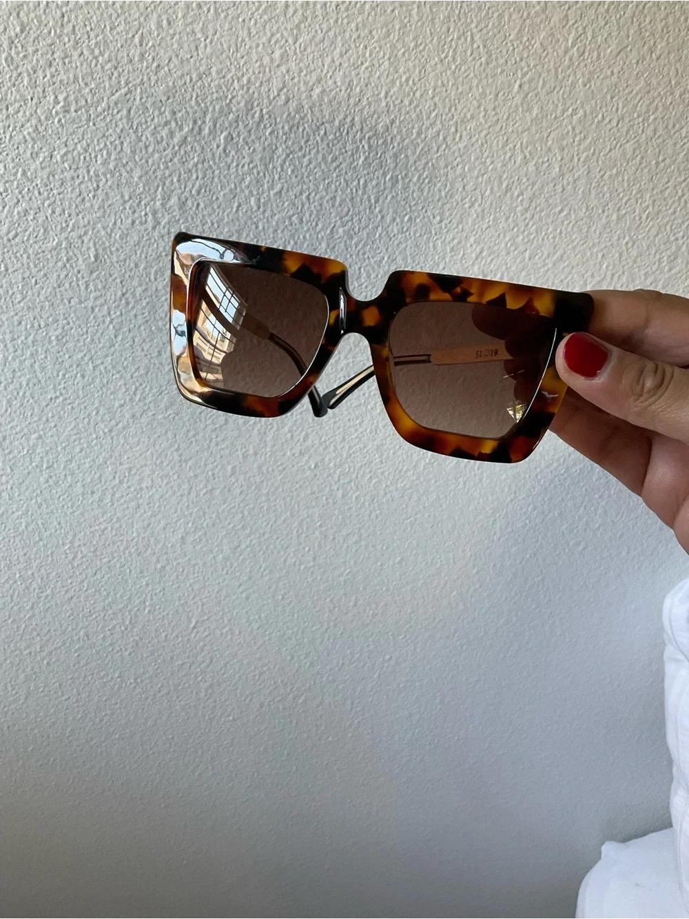 Tezza Patty Havana Tortoiseshell Square Oversized Sunglasses - Brown Lenses